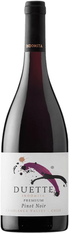 31,95 € Free Shipping | Red wine Viña Indómita Duette I.G. Valle de Casablanca Valley of Casablanca Chile Pinot Black Bottle 75 cl