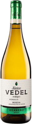 8,95 € Spedizione Gratuita | Vino bianco Herrero Janine Vedel Eco D.O. Rueda Castilla y León Spagna Verdejo Bottiglia 75 cl