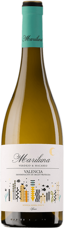 11,95 € 免费送货 | 白酒 Sierra Norte Mariluna Blanco D.O. Utiel-Requena 巴伦西亚社区 西班牙 Macabeo, Verdejo 瓶子 75 cl