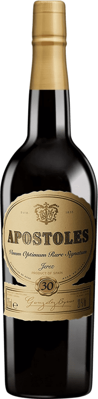59,95 € Envio grátis | Vinho Generoso Fortificado González Byass Apóstoles Palo Cortado VORS Very Old Rare Sherry — Muito Velho e Raro D.O. Jerez-Xérès-Sherry Andaluzia Espanha Palomino Fino, Pedro Ximénez Meia Garrafa 37 cl