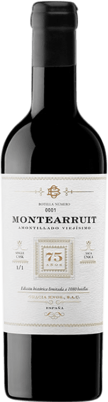 279,95 € Envío gratis | Vino Generoso Fortificado Villa Puri Montearruit Viejísimo Amontillado D.O. Montilla-Moriles Andalucía España Pedro Ximénez Media Botella 37 cl