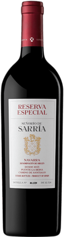 42,95 € Бесплатная доставка | Красное вино Señorío de Sarría Особый Резерва D.O. Navarra Наварра Испания Cabernet Sauvignon — Каберне Совиньон, Graciano — Грасиано 75 cl