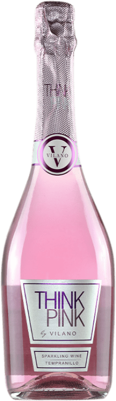 12,95 € 免费送货 | 白起泡酒 Viña Vilano Think Pink Sparkling 西班牙 Tempranillo 瓶子 75 cl