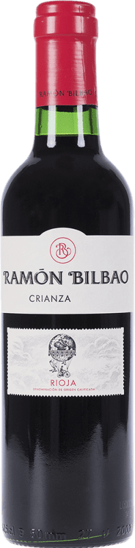 6,95 € Envio grátis | Vinho Tinto Ramón Bilbao Crianza D.O.Ca. Rioja La Rioja Espanha Tempranillo Meia Garrafa 37 cl