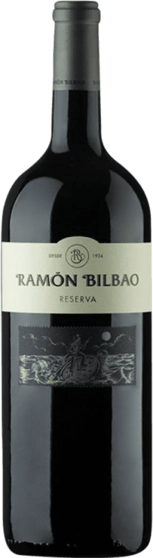 35,95 € Бесплатная доставка | Красное вино Ramón Bilbao Резерв D.O.Ca. Rioja Ла-Риоха Испания Tempranillo, Graciano, Mazuelo, Carignan бутылка Магнум 1,5 L