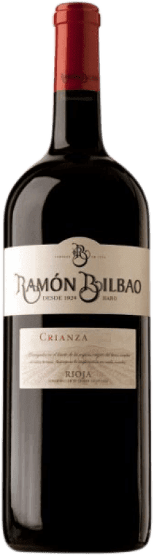 139,95 € 免费送货 | 红酒 Ramón Bilbao 预订 D.O.Ca. Rioja 拉里奥哈 西班牙 Tempranillo, Graciano, Mazuelo, Carignan 特别的瓶子 5 L
