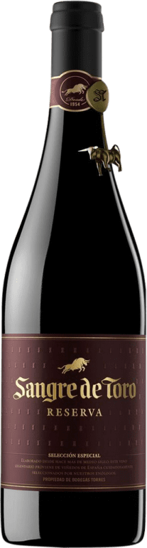 15,95 € Envio grátis | Vinho tinto Torres Gran Sangre de Toro Reserva D.O. Catalunya Catalunha Espanha Syrah, Grenache, Mazuelo, Carignan Garrafa 75 cl