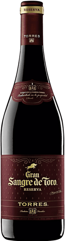 16,95 € Envoi gratuit | Vin Rouge Torres Gran Sangre de Toro Réserve D.O. Catalunya Catalogne Espagne Syrah, Garnacha — Grenache, Mazuelo, Cariñena — Carignan Bouteille 75 cl