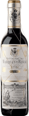 7,95 € Envio grátis | Vinho tinto Marqués de Riscal Reserva D.O.Ca. Rioja La Rioja Espanha Tempranillo, Graciano, Mazuelo, Carignan Garrafa Pequena 18 cl