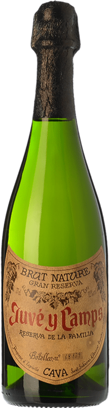 137,95 € 免费送货 | 白起泡酒 Juvé y Camps Reserva Familiar Brut Nature 预订 D.O. Cava 加泰罗尼亚 西班牙 Macabeo, Xarel·lo, Parellada 瓶子 Jéroboam-双Magnum 3 L