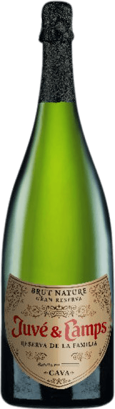 49,95 € Envio grátis | Espumante Branco Juvé y Camps Brut Nature — Bruto Natural Reserva da Família D.O. Cava Catalunha Espanha Macabeo, Xarel·lo, Parellada Garrafa Magnum 1,5 L