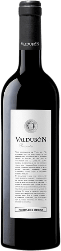 24,95 € Envío gratis | Vino tinto Valdubón Reserva D.O. Ribera del Duero Castilla y León España Tempranillo Botella 75 cl