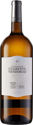 18,95 € Spedizione Gratuita | Vino bianco Cuatro Rayas Cuarenta Vendimias Giovane D.O. Rueda Castilla y León Spagna Verdejo Bottiglia Magnum 1,5 L