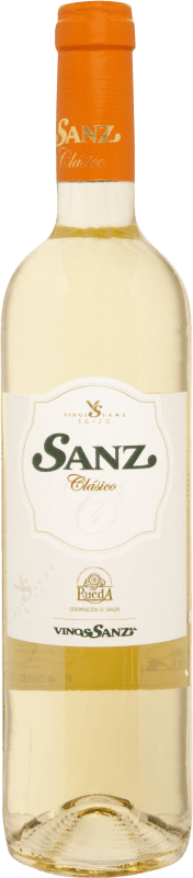 6,95 € 免费送货 | 白酒 Vinos Sanz Clásico 年轻的 D.O. Rueda 卡斯蒂利亚莱昂 西班牙 Macabeo, Verdejo 瓶子 75 cl