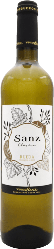 6,95 € Spedizione Gratuita | Vino bianco Vinos Sanz Clásico Giovane D.O. Rueda Castilla y León Spagna Macabeo, Verdejo Bottiglia 75 cl