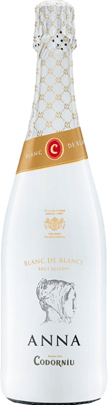 10,95 € 免费送货 | 白起泡酒 Codorníu Anna Blanc de Blancs 香槟 预订 D.O. Cava 加泰罗尼亚 西班牙 Macabeo, Xarel·lo, Chardonnay, Parellada 半瓶 37 cl