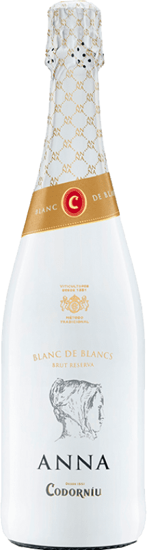 12,95 € Envio grátis | Espumante Branco Codorníu Anna Brut — Bruto Blanc de Blancs Reserva D.O. Cava Catalunha Espanha Macabeo, Xarel·lo, Chardonnay, Parellada Meia Garrafa 37 cl