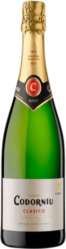 8,95 € 免费送货 | 白起泡酒 Codorníu Clásico Brut Nature 年轻的 D.O. Cava 加泰罗尼亚 西班牙 Macabeo, Xarel·lo, Parellada 瓶子 75 cl