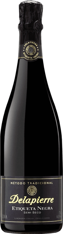 6,95 € Free Shipping | White Sparkling Wine Codorníu Delapierre Semiseco — Semi Dry Black Edition D.O. Cava Catalonia Spain Macabeo, Xarel·lo, Parellada 75 cl