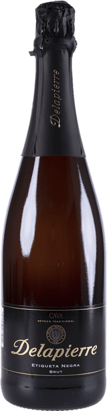 5,95 € 免费送货 | 白起泡酒 Codorníu Delapierre Brut — 起泡酒 干型 Black — 黑色版 年轻的 D.O. Cava 加泰罗尼亚 西班牙 Macabeo — 马卡贝奥, Xarel·lo — 哈雷洛, Parellada — 帕雷利亚达 75 cl