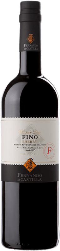 16,95 € Free Shipping | Fortified wine Fernando de Castilla Classic Dry Fino D.O. Jerez-Xérès-Sherry Andalucía y Extremadura Spain Palomino Fino Bottle 75 cl