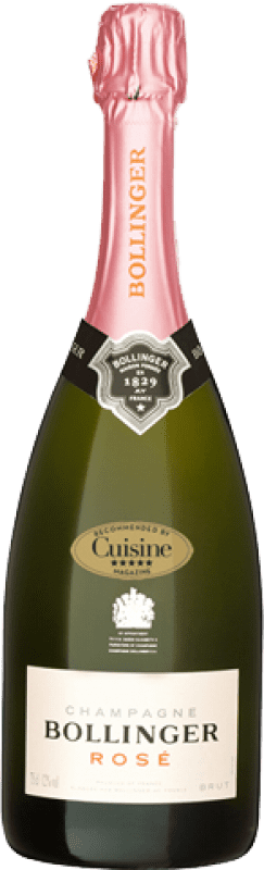 56,95 € Free Shipping | Rosé sparkling Bollinger Rosé Brut Grand Reserve A.O.C. Champagne France Pinot Black, Chardonnay, Pinot Meunier Bottle 75 cl