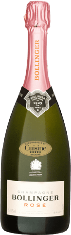 99,95 € Envio grátis | Espumante rosé Bollinger Rosé Brut Grande Reserva A.O.C. Champagne Champagne França Pinot Preto, Chardonnay, Pinot Meunier Garrafa 75 cl