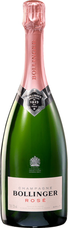 96,95 € 免费送货 | 玫瑰气泡酒 Bollinger Rosé 香槟 大储备 A.O.C. Champagne 香槟酒 法国 Pinot Black, Chardonnay, Pinot Meunier 瓶子 75 cl