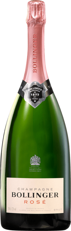 219,95 € Spedizione Gratuita | Spumante rosato Bollinger Rosé Brut Gran Riserva A.O.C. Champagne Francia Pinot Nero, Chardonnay, Pinot Meunier Bottiglia Magnum 1,5 L
