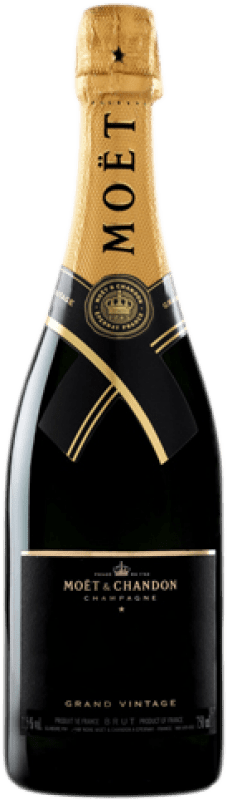 79,95 € Kostenloser Versand | Weißer Sekt Moët & Chandon Grand Vintage Brut Große Reserve A.O.C. Champagne Frankreich Spätburgunder, Chardonnay, Pinot Meunier Flasche 75 cl