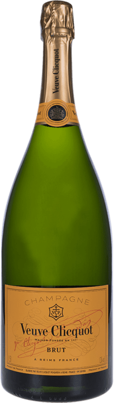 143,95 € Envio grátis | Espumante branco Veuve Clicquot Yellow Label Brut Grande Reserva A.O.C. Champagne Champagne França Pinot Preto, Chardonnay, Pinot Meunier Garrafa Magnum 1,5 L