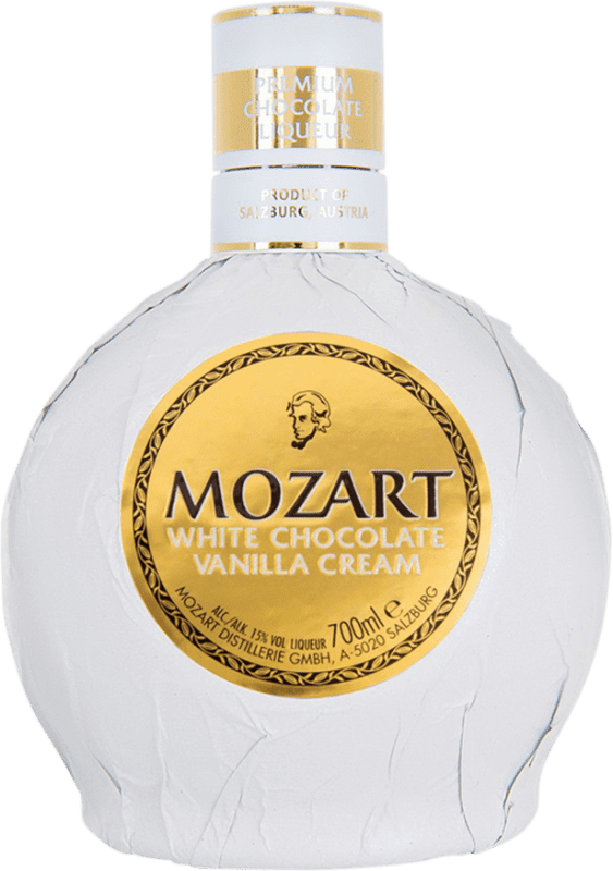 21,95 € Envío gratis | Crema de Licor Suntory Mozart Chocolate Blanco Austria Botella 70 cl