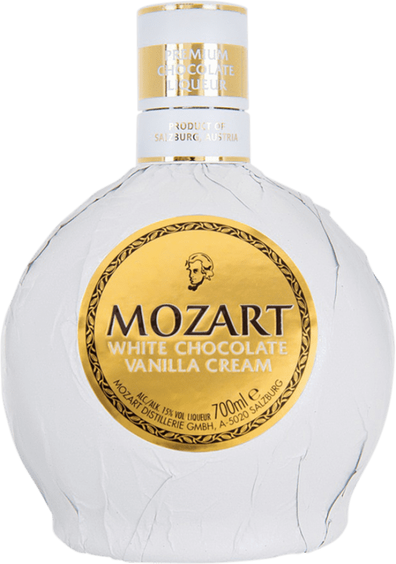 22,95 € Spedizione Gratuita | Crema di Liquore Suntory Mozart Chocolate Blanco Austria Bottiglia 70 cl