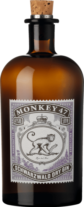 52,95 € Free Shipping | Genever Gin Black Forest Monkey 47 Germany Medium Bottle 50 cl Black Forest