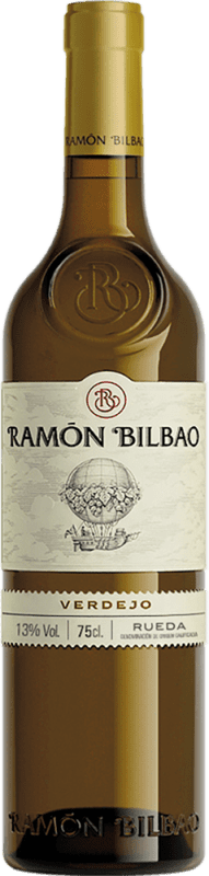 7,95 € Spedizione Gratuita | Vino bianco Ramón Bilbao Giovane D.O. Rueda Castilla y León Spagna Verdejo Bottiglia 75 cl