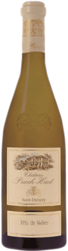 29,95 € Envío gratis | Vino blanco Château Puech-Haut Tête de Bélier Crianza A.O.C. Francia Francia Garnacha Blanca, Roussanne, Marsanne Botella 75 cl