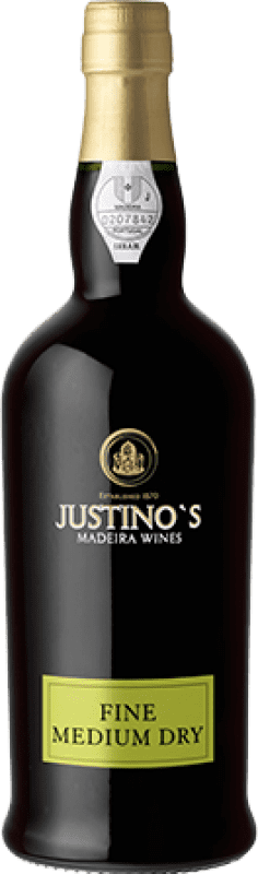 13,95 € Envio grátis | Vinho fortificado Justino's Madeira Fine Medium Dry I.G. Madeira Portugal Negramoll 3 Anos Garrafa 75 cl