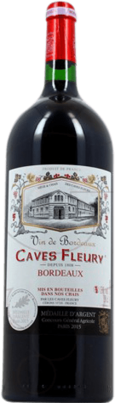 18,95 € 送料無料 | 赤ワイン Les Caves Fleury 高齢者 A.O.C. Bordeaux フランス Merlot, Cabernet Sauvignon マグナムボトル 1,5 L