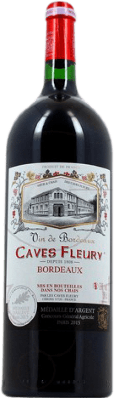 18,95 € 免费送货 | 红酒 Les Caves Fleury 岁 A.O.C. Bordeaux 法国 Merlot, Cabernet Sauvignon 瓶子 Magnum 1,5 L