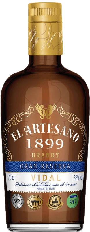 17,95 € Spedizione Gratuita | Brandy Artesano Vidal X.O. Extra Old Spagna Bottiglia 70 cl