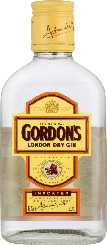 8,95 € Envio grátis | Genever Gin Gordon's Reino Unido Garrafinha 20 cl