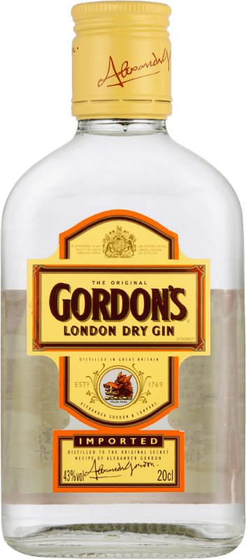 4,95 € Spedizione Gratuita | Gin Gordon's Regno Unito Piccola Bottiglia 20 cl