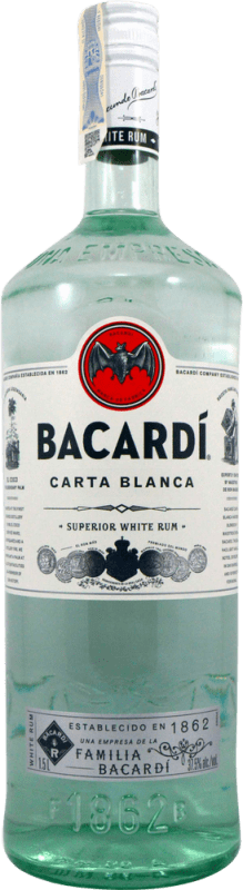25,95 € Envio grátis | Rum Bacardí Carta Blanca Bahamas Garrafa Especial 1,5 L