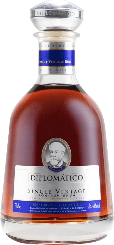 121,95 € Kostenloser Versand | Rum Diplomático Single Vintage Extra Añejo Venezuela Flasche 70 cl