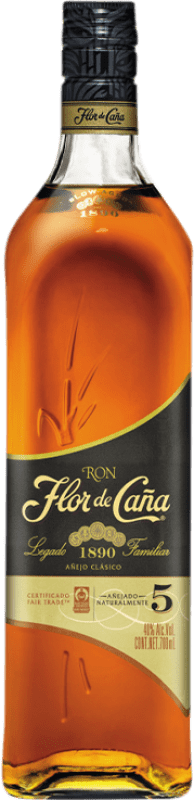 18,95 € Free Shipping | Rum Flor de Caña Black Label Nicaragua 5 Years Bottle 70 cl