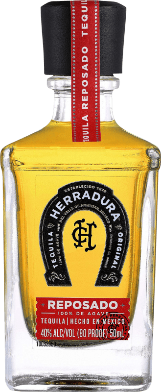 6,95 € Spedizione Gratuita | Tequila Herradura Reposado Messico Bottiglietta Mignon 5 cl