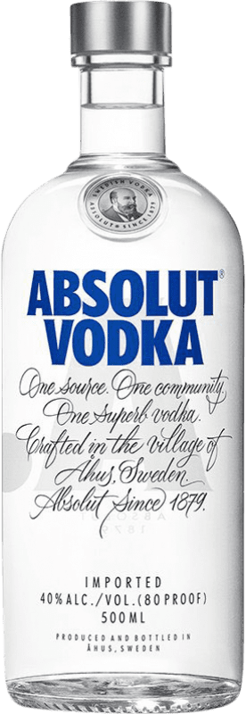 14,95 € Envio grátis | Vodca Absolut Suécia Garrafa Medium 50 cl