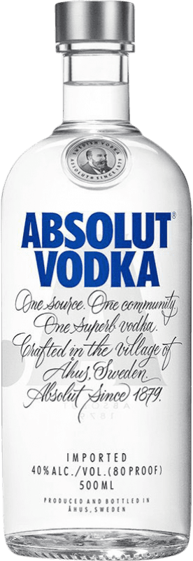 15,95 € Envio grátis | Vodka Absolut Suécia Garrafa Medium 50 cl