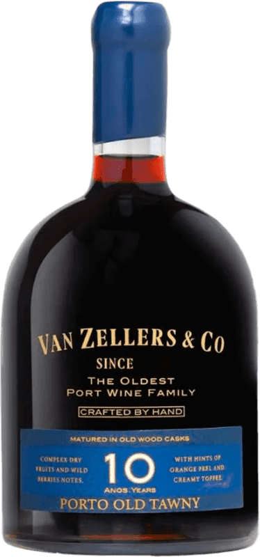 52,95 € Envío gratis | Vino generoso Van Zellers I.G. Porto Oporto Portugal Tempranillo, Touriga Franca, Touriga Nacional, Tinta Amarela, Tinta Cão, Tinta Barroca 10 Años Botella 75 cl