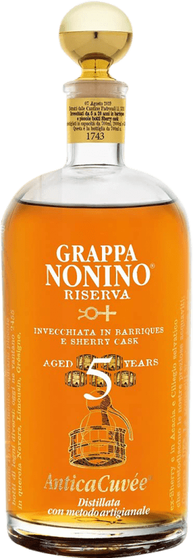 78,95 € Envio grátis | Aguardente Grappa Nonino Reserva Friuli-Venezia Giulia Itália Merlot, Schioppettino, Cabernet 5 Anos Garrafa 75 cl